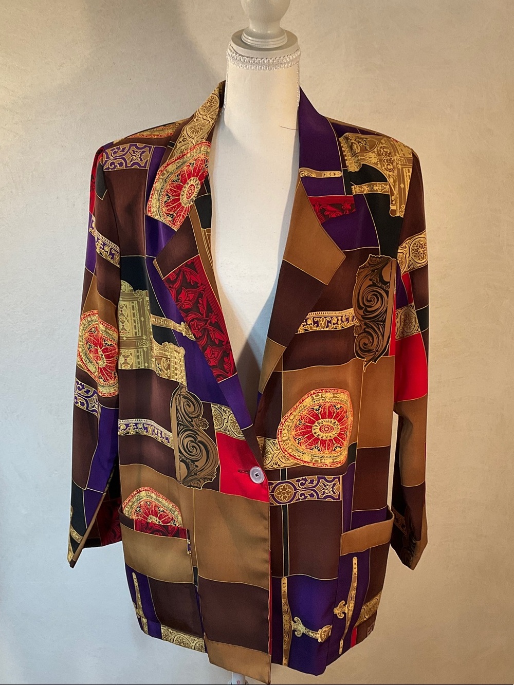 Joanna Women's Blazer in Purple, Red & Brown- vintage